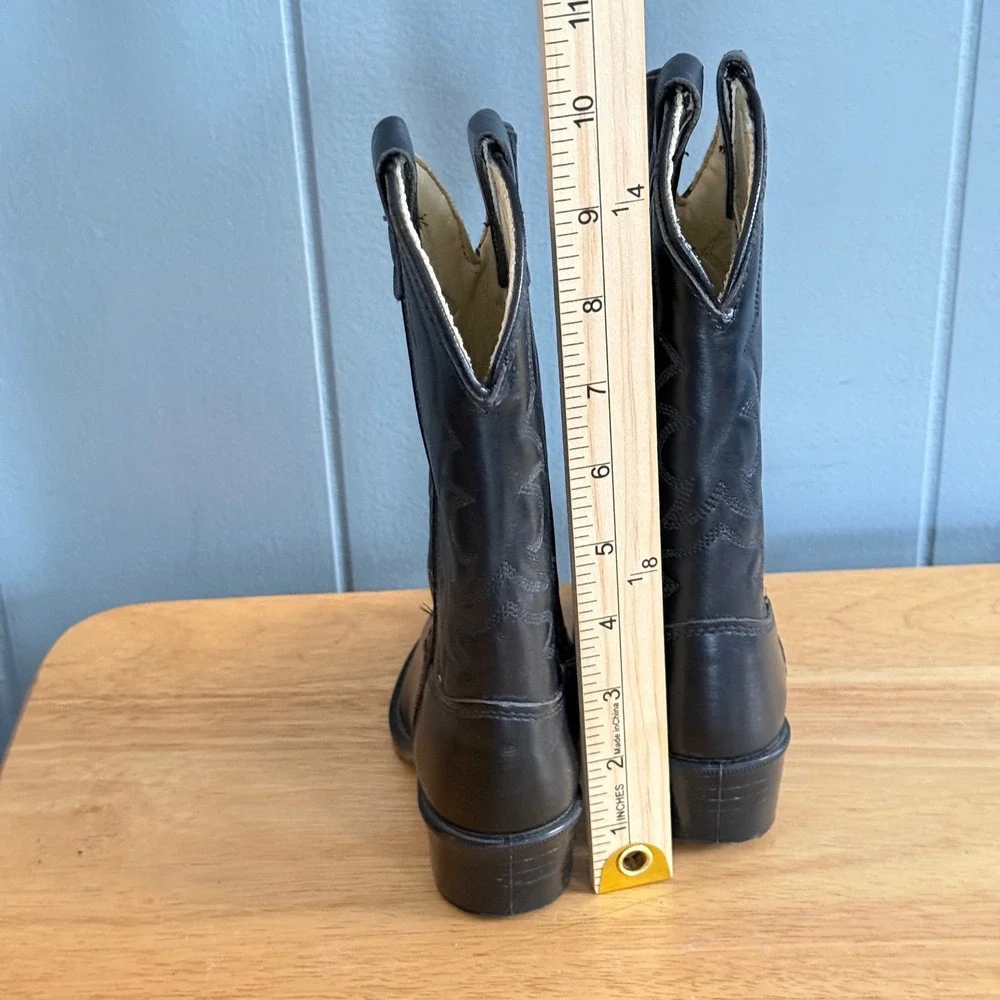 Vintage Laredo Kids Western Boots‎ Black Leather Cowboy Cowgirl USA 9